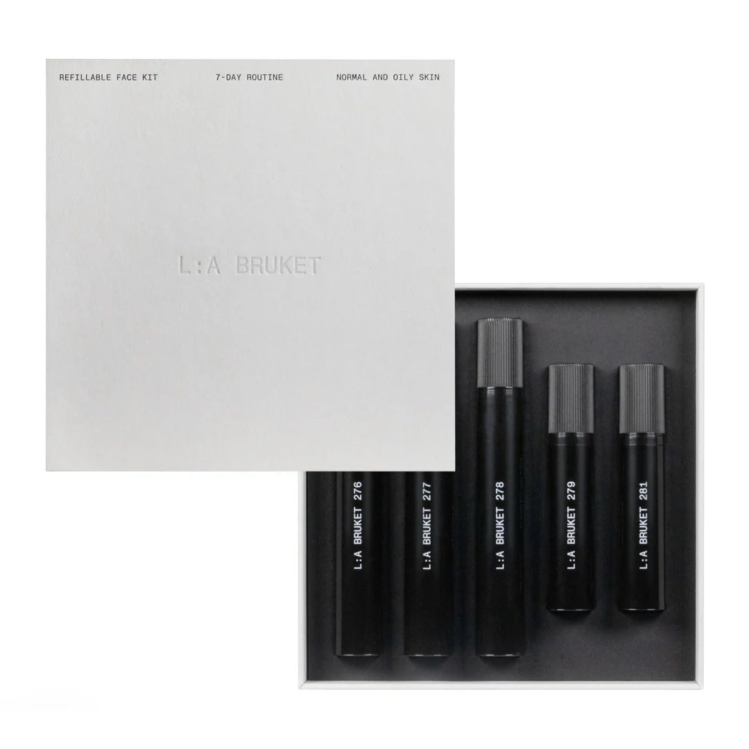 Refillable face kit, 7 Days Routine - Normal and Dry Skin - L:A Bruket - Crema viso - VG Charme