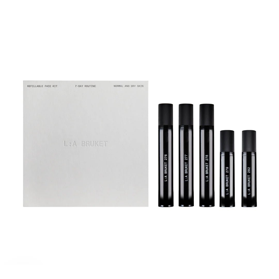 Refillable face kit, 7 Days Routine - Normal and Dry Skin - L:A Bruket - Crema viso - VG Charme